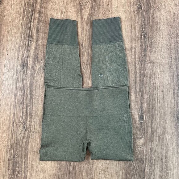 lululemon athletica Pants - Lululemon Q5 Compression Leggings Olive Green Sz 4